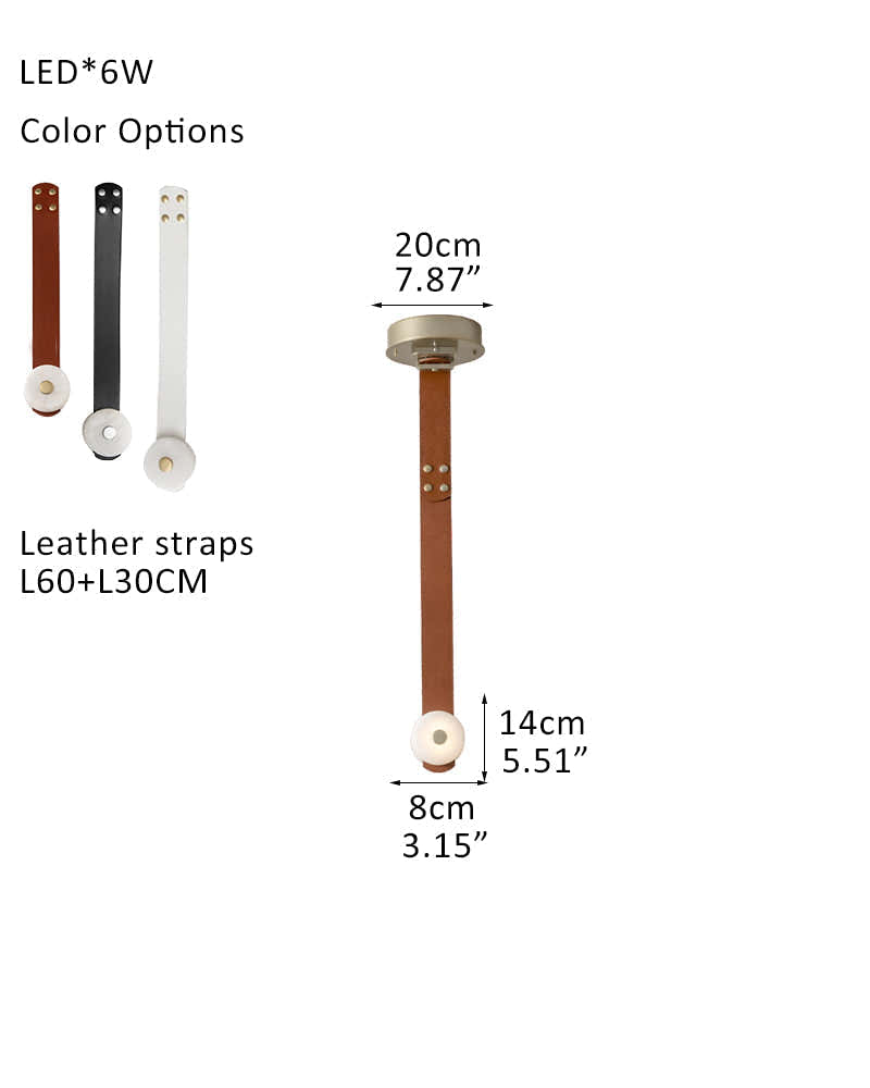 LED Module Snaps Alabaster Pug in Pendant Lighting with Extension Leather Straps