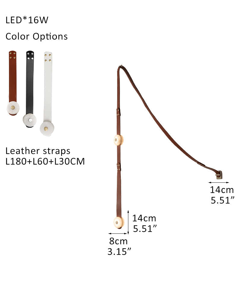 LED Module Snaps Alabaster Pug in Pendant Lighting with Extension Leather Straps