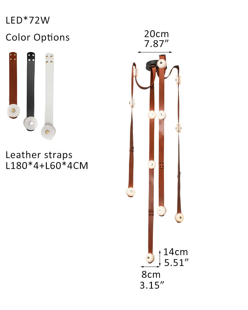 LED Module Snaps Alabaster Pug in Pendant Lighting with Extension Leather Straps