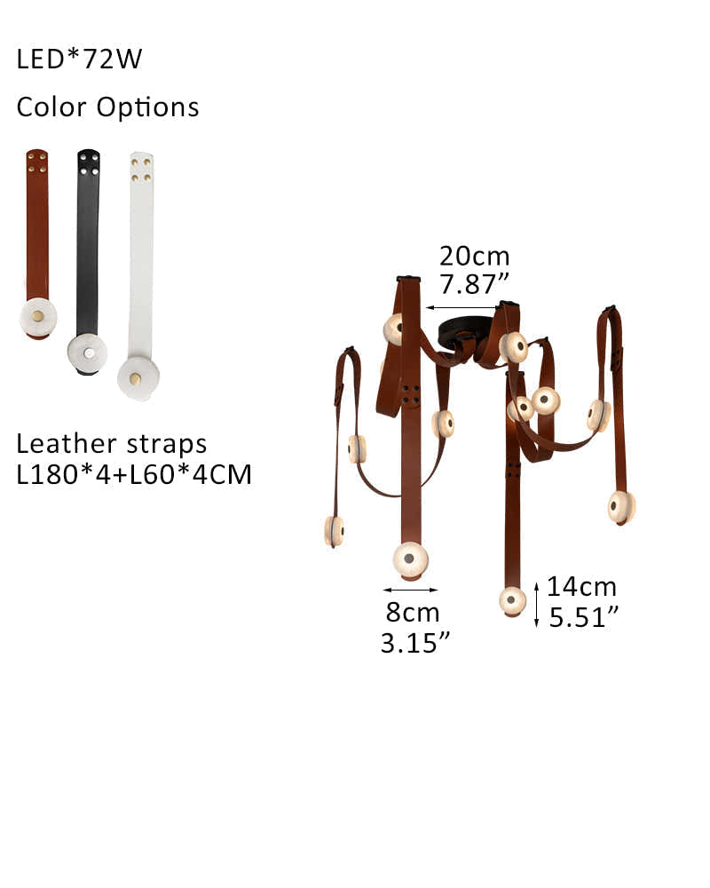 LED Module Snaps Alabaster Pug in Pendant Lighting with Extension Leather Straps