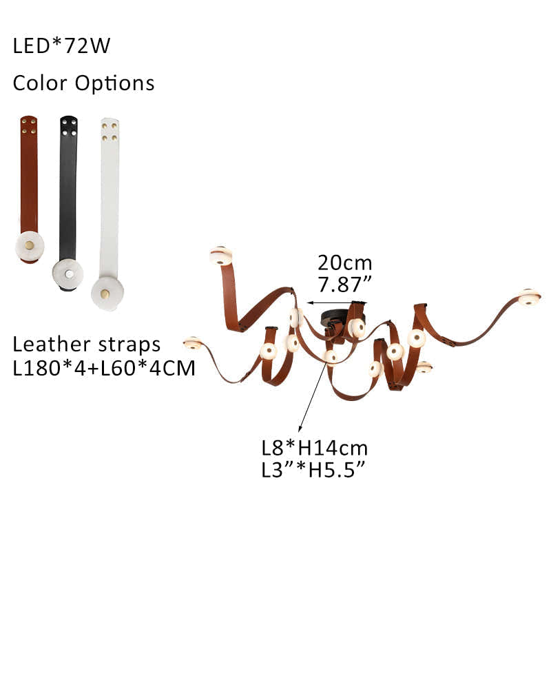 LED Module Snaps Alabaster Pug in Pendant Lighting with Extension Leather Straps