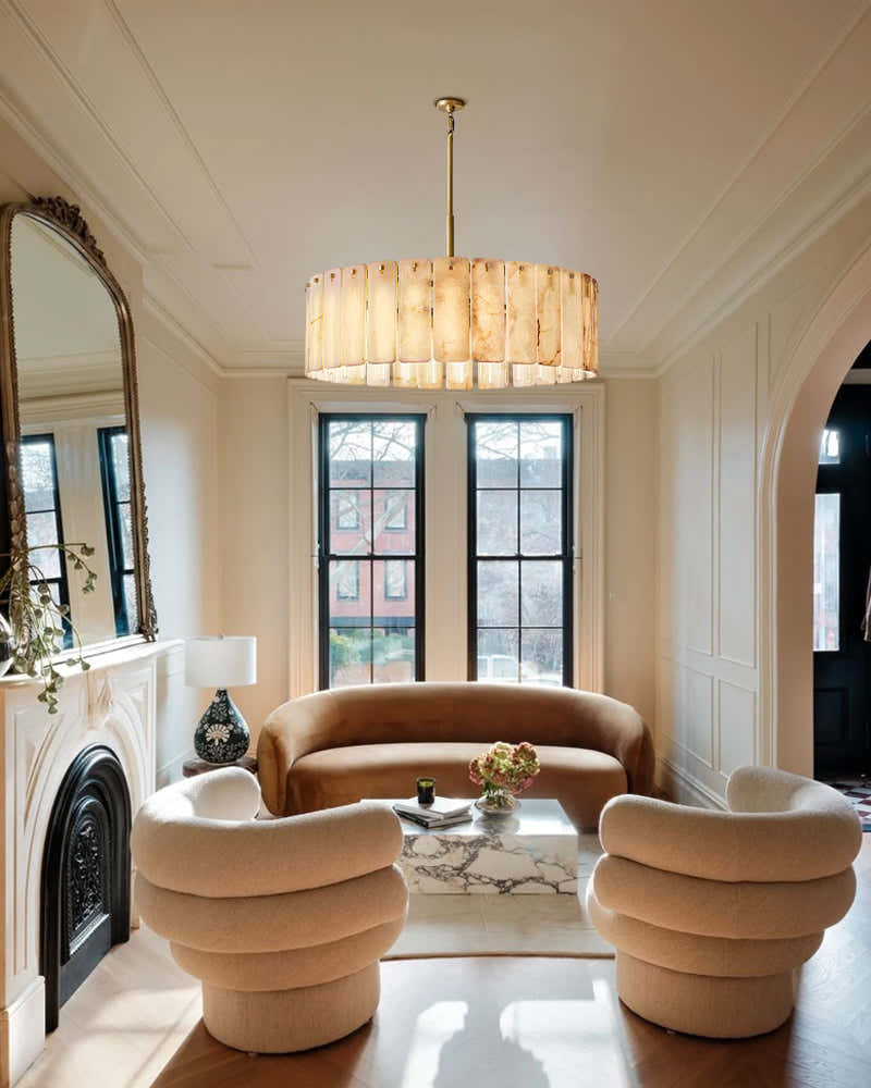 Lacquered Burnished Brass/Black Rectangular Calamette Alabaster Lighting Collection 59" 71"