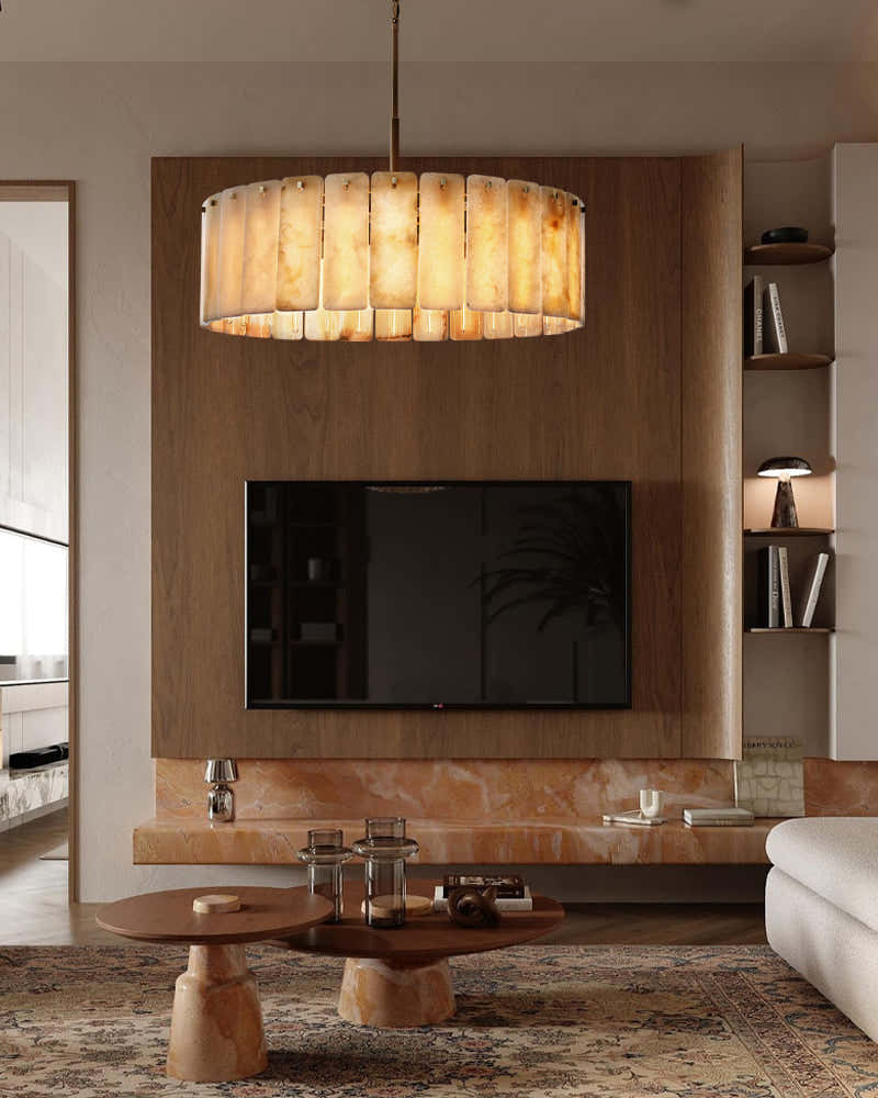 Lacquered Burnished Brass/Black Rectangular Calamette Alabaster Lighting Collection 59" 71"