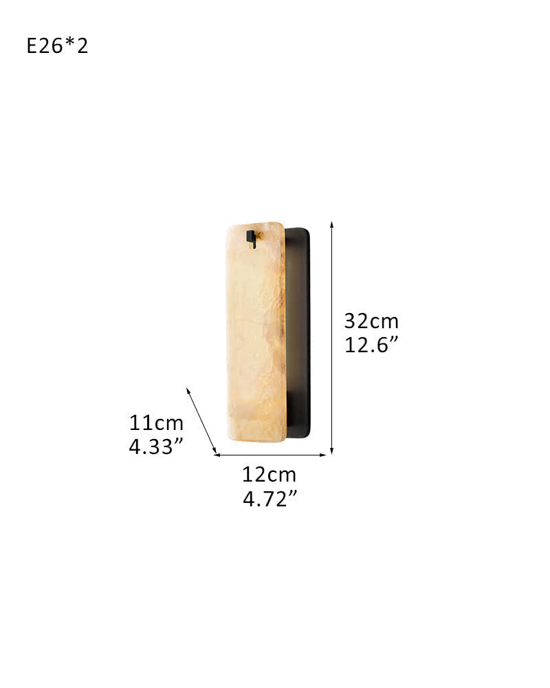 Lacquered Burnished Brass/Black Rectangular Calamette Alabaster Lighting Collection 59" 71"