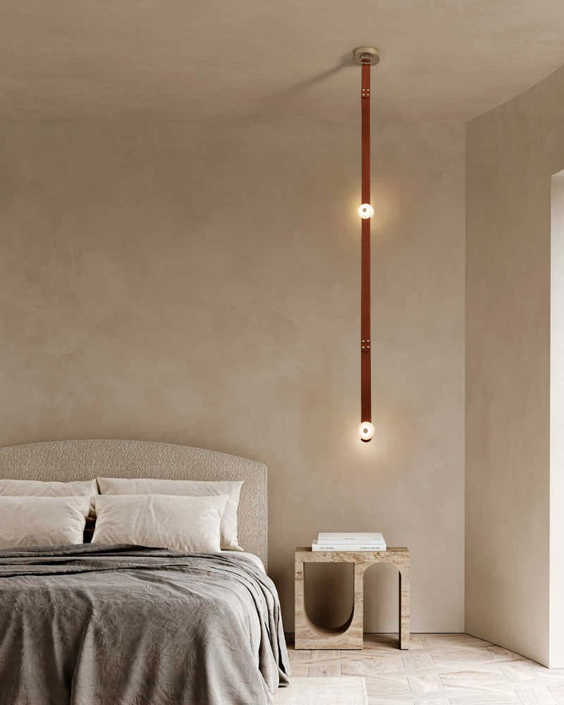 SNAPS combination LED Module Ceiling Alabaster Pendant Light with Extension Leather Straps