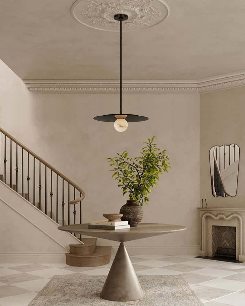 8-light Alabaster Globes LED Brass/Black Disc Ceiling Light Fixtures use for Living Areas