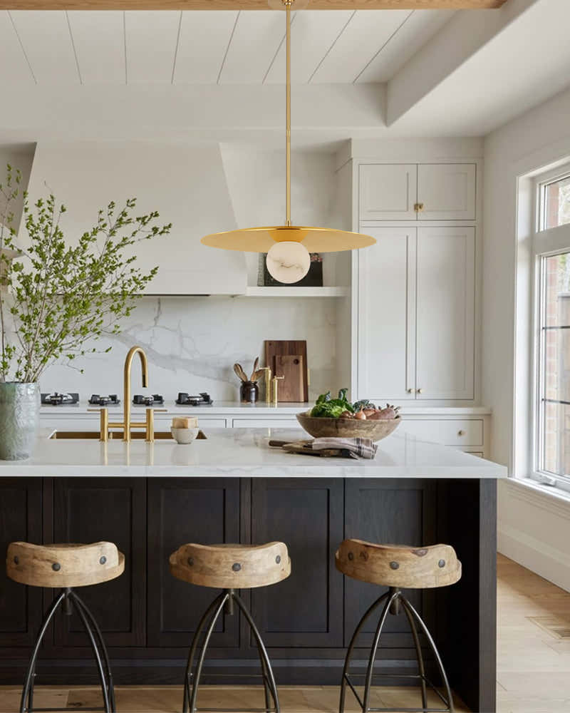 8-light Alabaster Globes LED Brass/Black Disc Ceiling Light Fixtures use for Living Areas