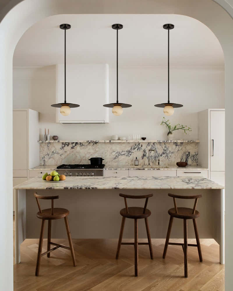8-light Alabaster Globes LED Brass/Black Disc Ceiling Light Fixtures use for Living Areas