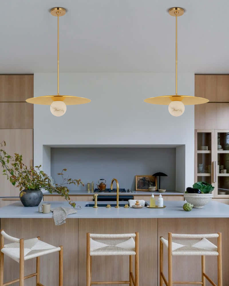 8-light Alabaster Globes LED Brass/Black Disc Ceiling Light Fixtures use for Living Areas