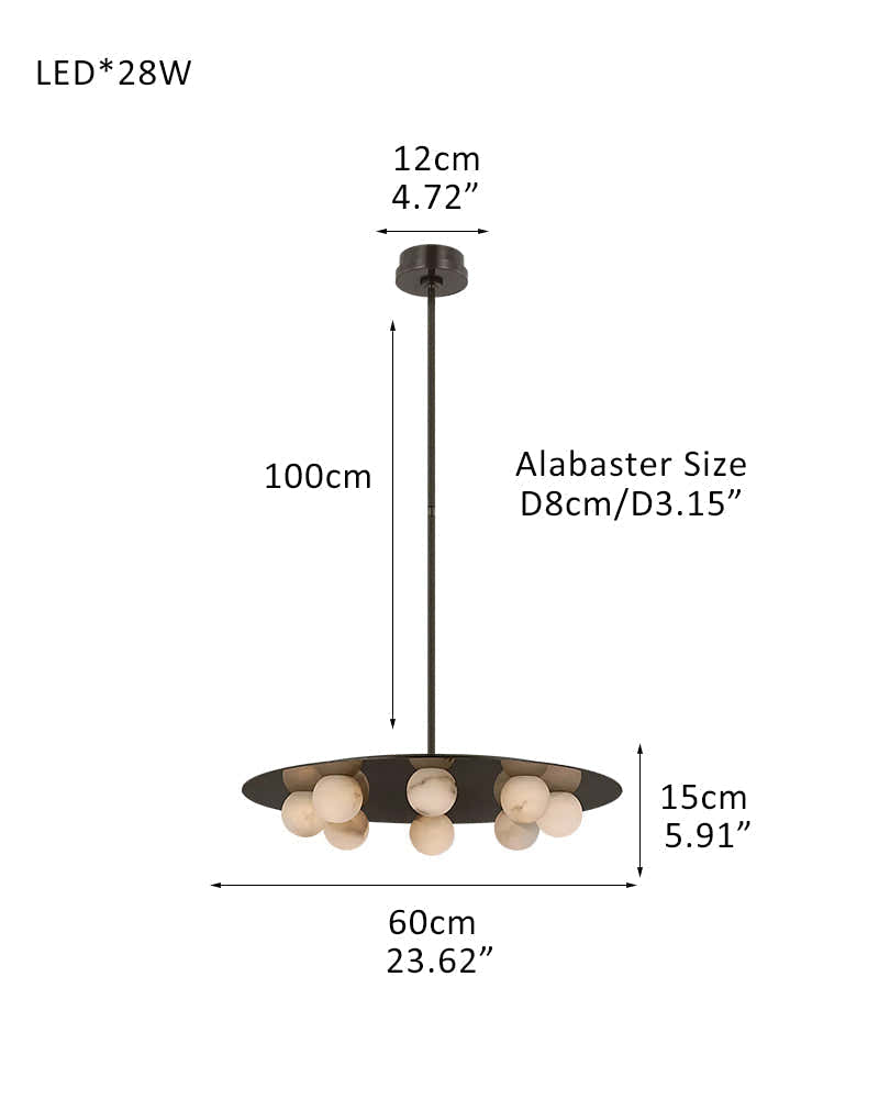 8-light Alabaster Globes LED Brass/Black Disc Ceiling Light Fixtures use for Living Areas