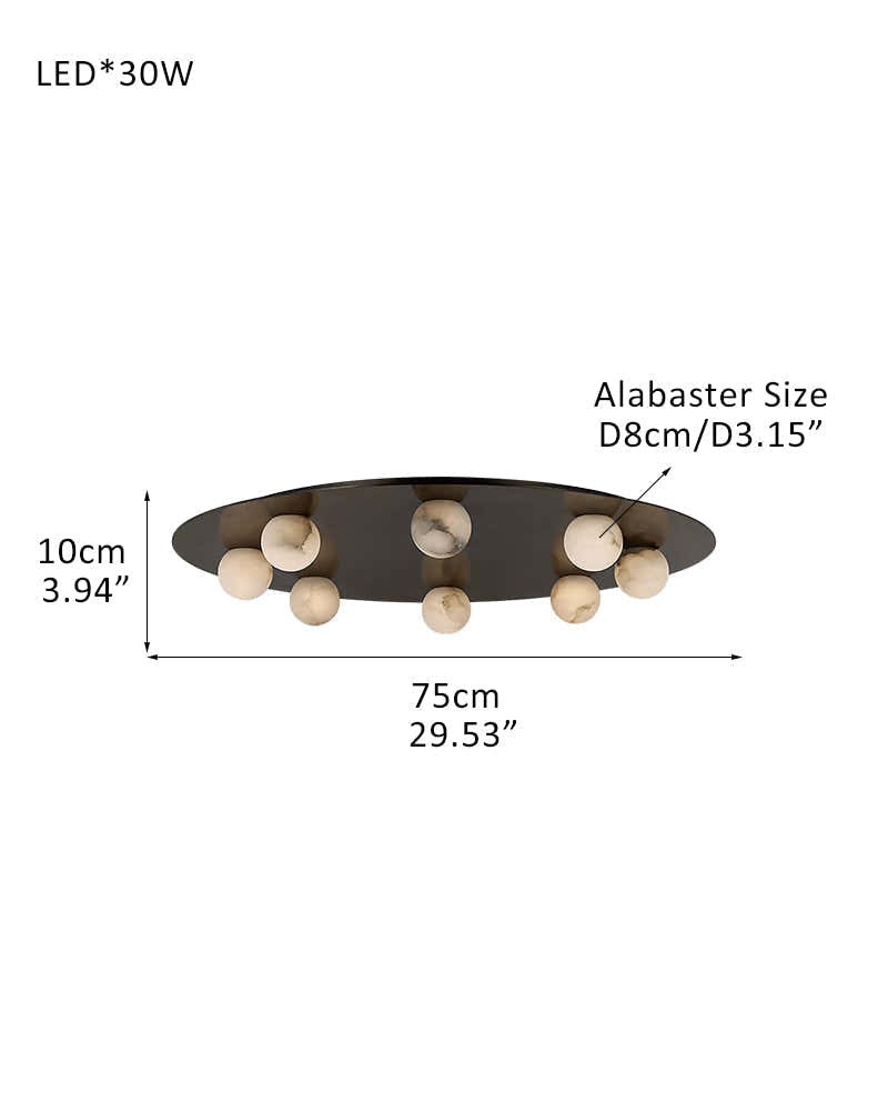 8-light Alabaster Globes LED Brass/Black Disc Ceiling Light Fixtures use for Living Areas