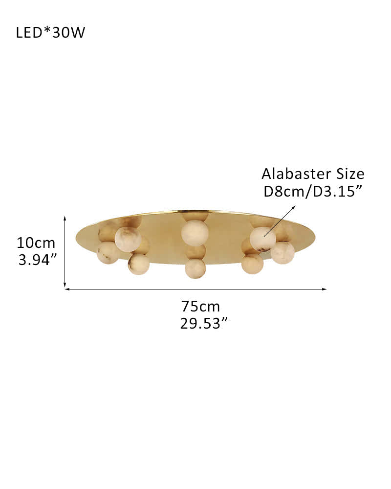 8-light Alabaster Globes LED Brass/Black Disc Ceiling Light Fixtures use for Living Areas