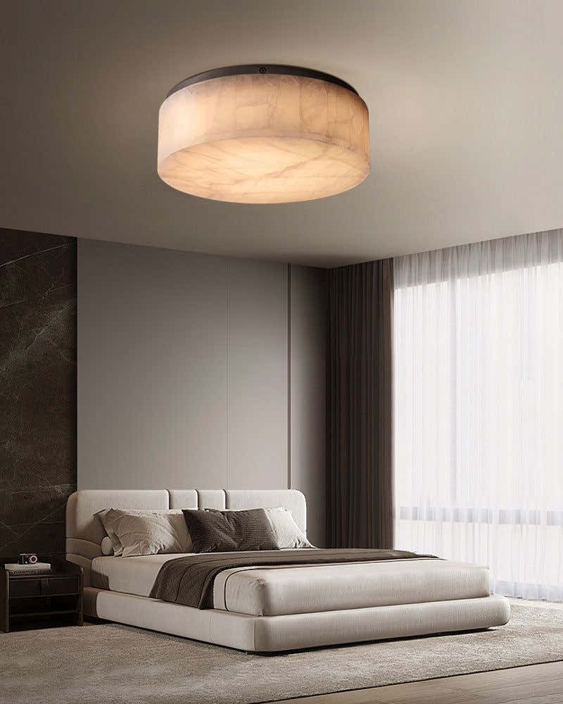 Square Alabaster flush mount brass ceiling light 35/45/60CM Dia