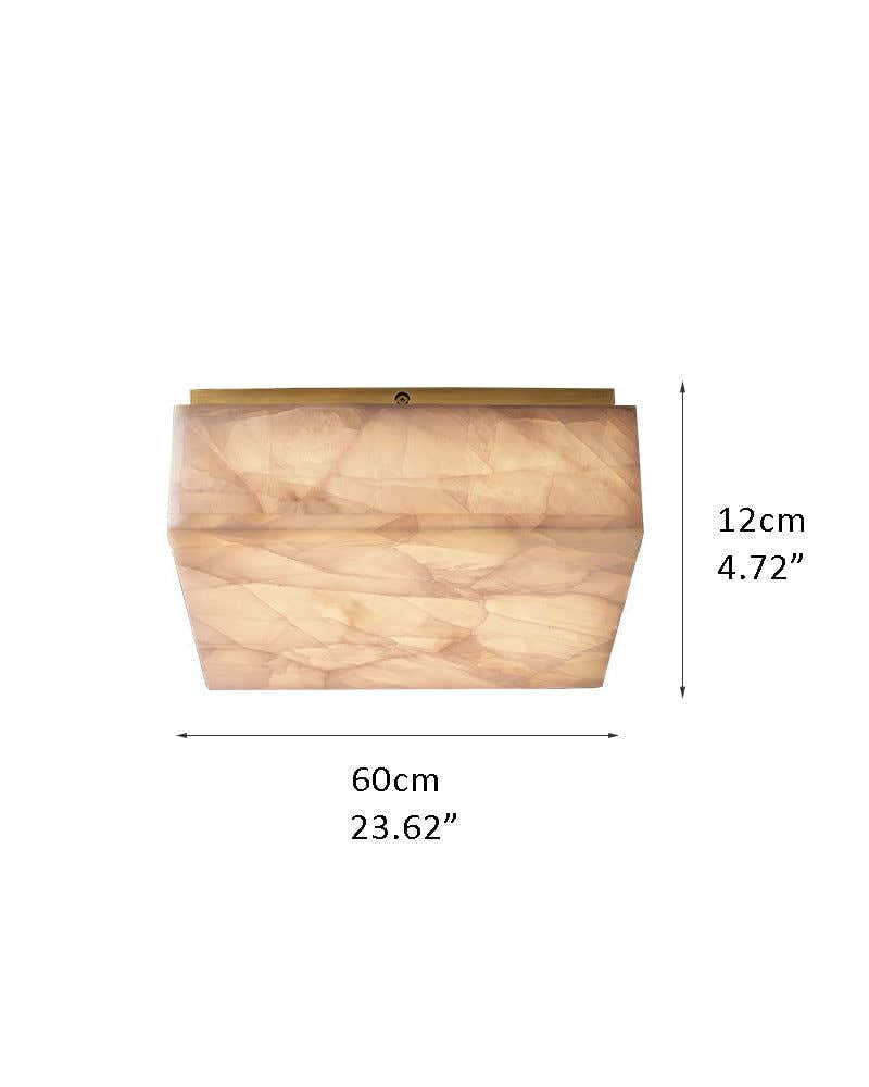 Square Alabaster flush mount brass ceiling light 35/45/60CM Dia