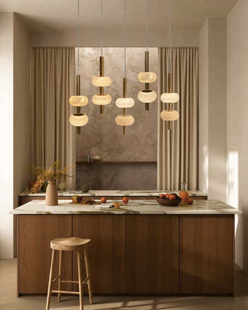 Villa 5 Light New Age Brass Cluster Pendant Light with 4in White Spanish Alabaster Shades