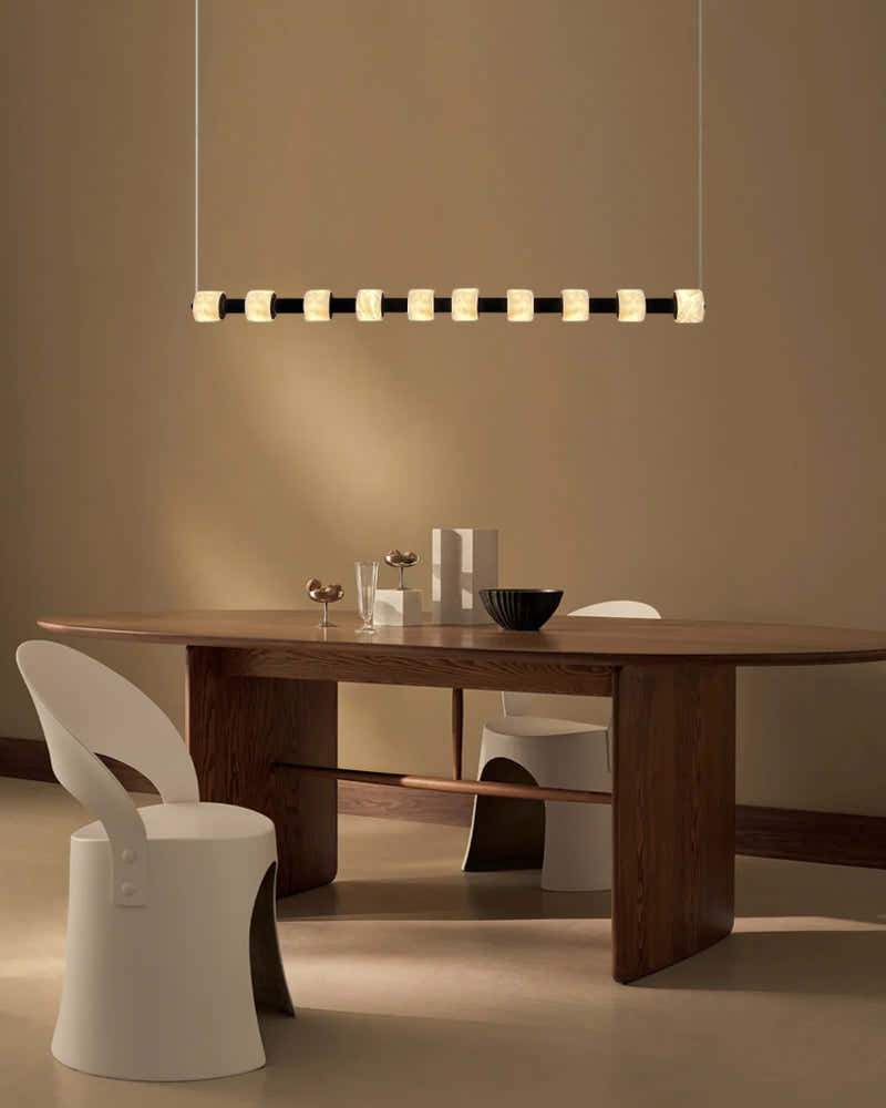 Modern Roller Alabaster Ring LED 120cm Black Strip Linear Pendant Light Wide 41" for dining room