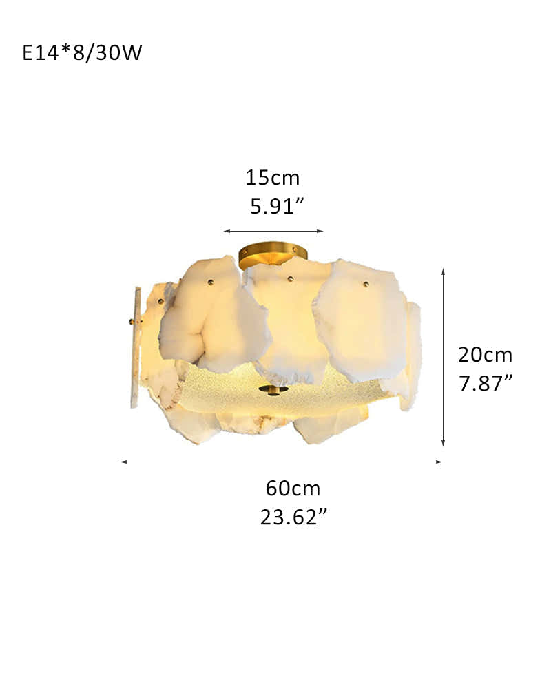 Alabaster Brass 5/6-Light Semi-Flush Ceiling Light 20“24”