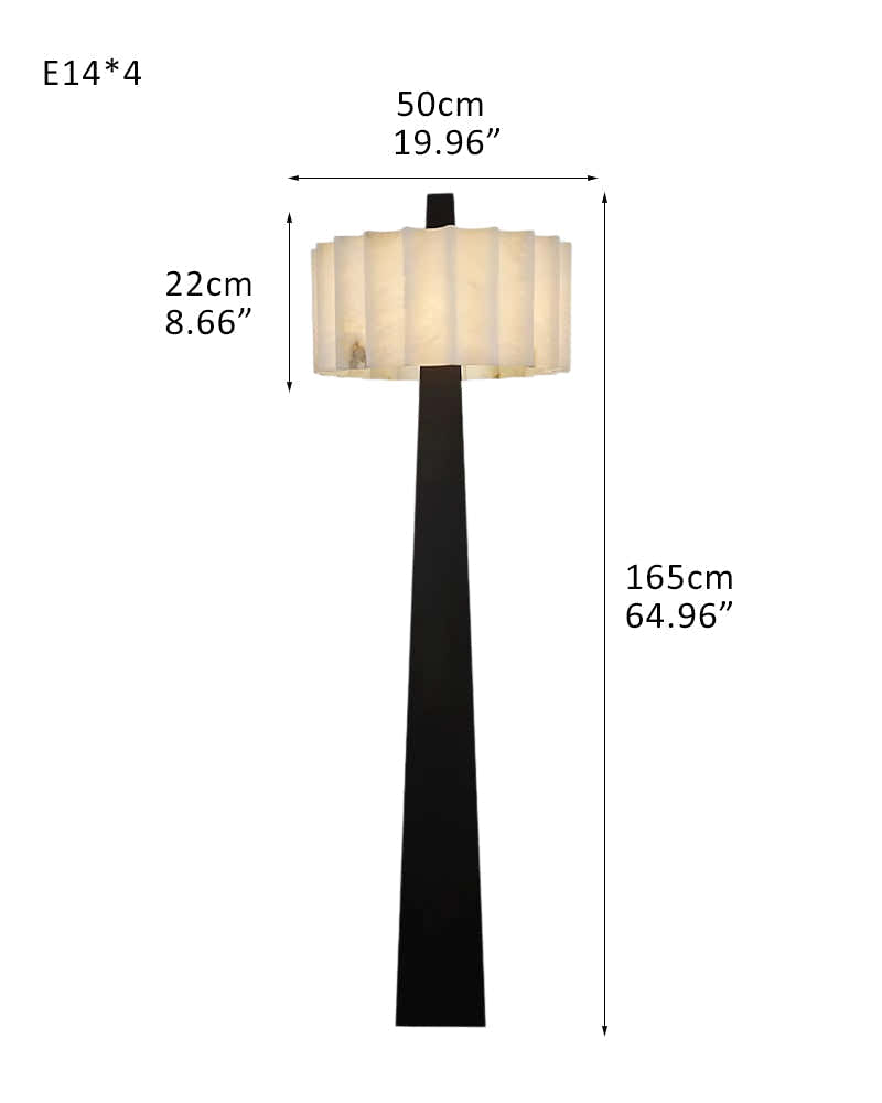 Artisanal Craftsmanship Alabaster Floor Lamp 65" Height | Black Stainless Base