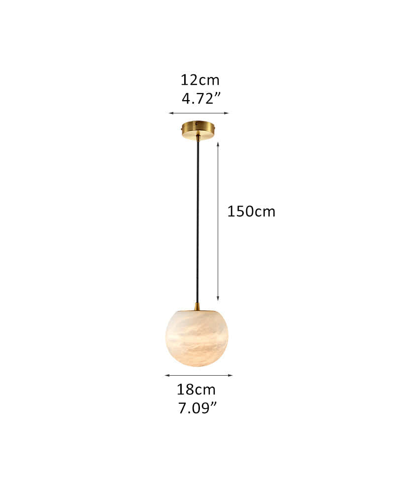 Art Decor Linear Moon Alabaster Globe Multi-Light Chandelier for Dining Kitchen Ambience