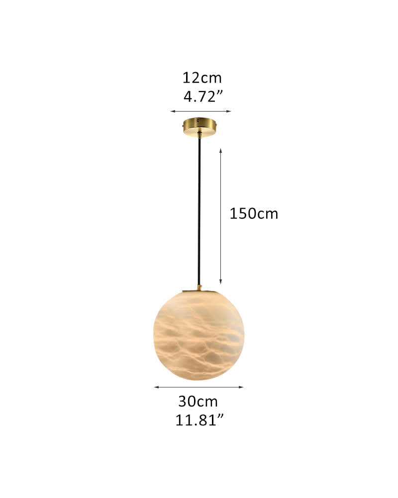 Art Decor Linear Moon Alabaster Globe Multi-Light Chandelier for Dining Kitchen Ambience
