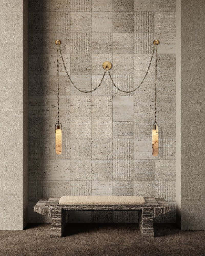 9-lights Brass Dome Pendant Chain Light over island lighting  | Cluster Alabaster Lighting