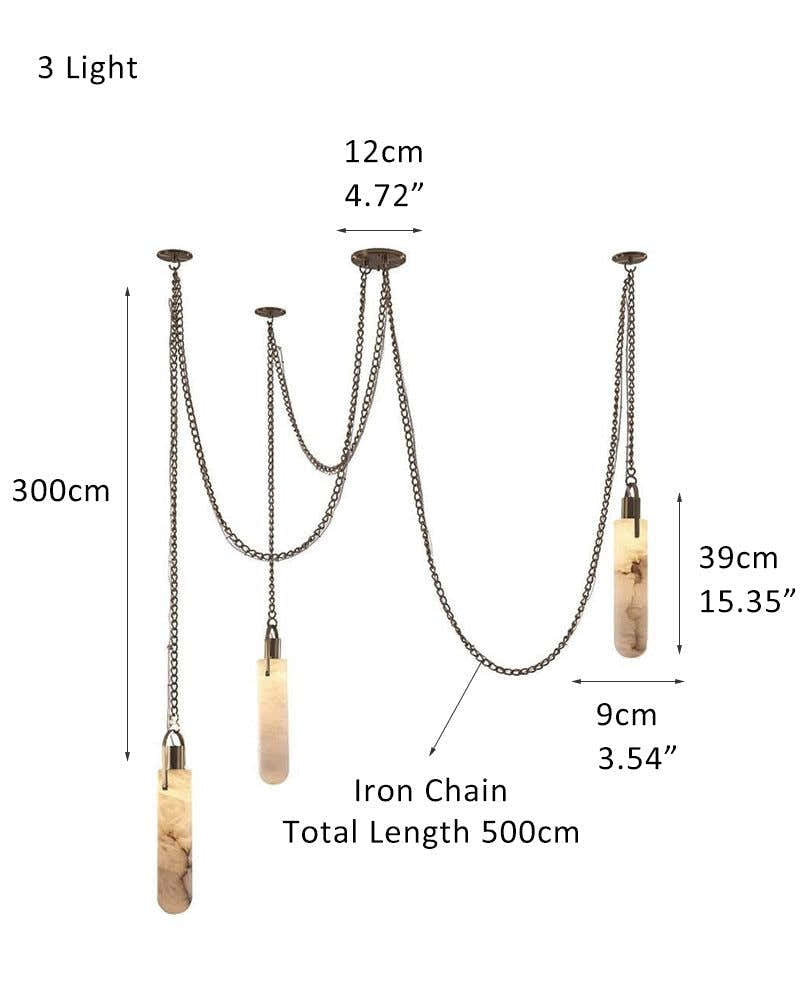 9-lights Brass Dome Pendant Chain Light over island lighting  | Cluster Alabaster Lighting