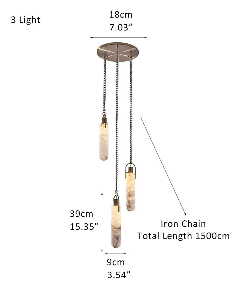9-lights Brass Dome Pendant Chain Light over island lighting  | Cluster Alabaster Lighting