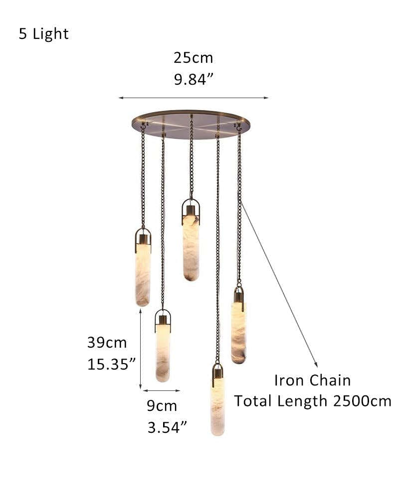9-lights Brass Dome Pendant Chain Light over island lighting  | Cluster Alabaster Lighting