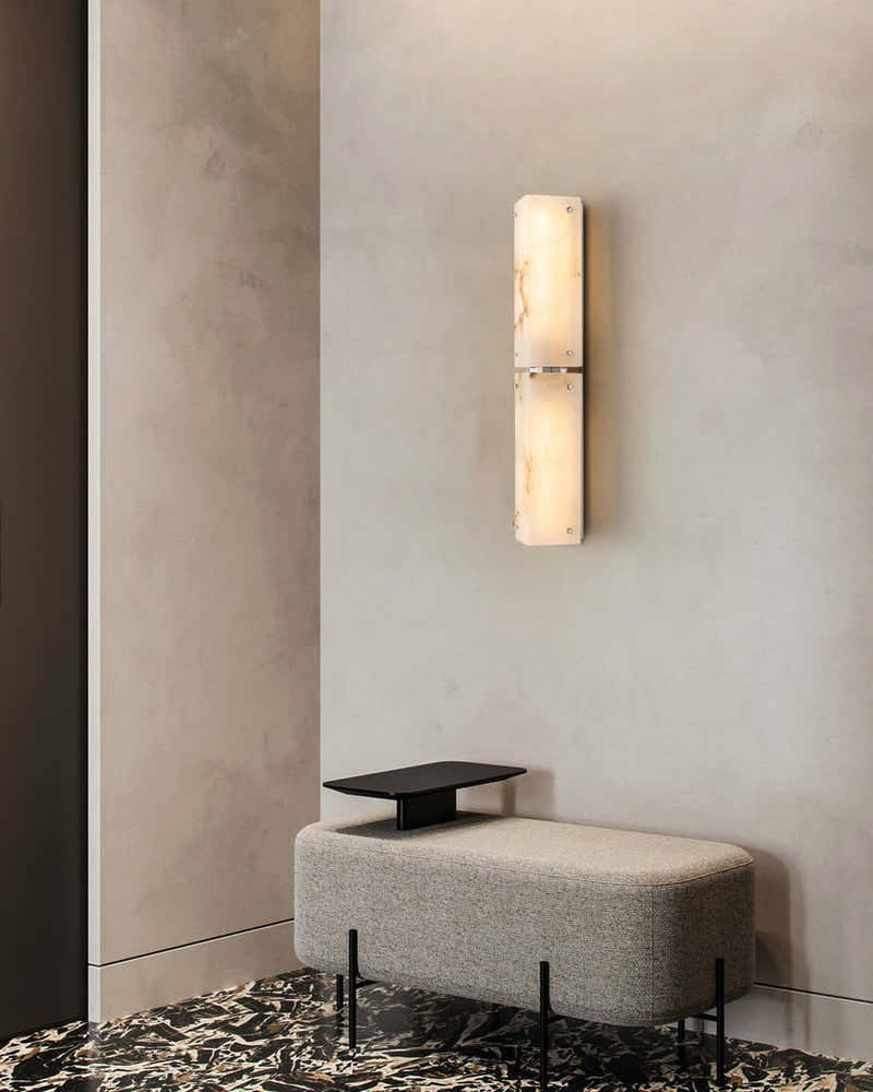 2/4-light Hand craved Alabaster Wall Sconce Light Fixture with Black Hardware