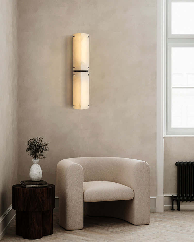 2/4-light Hand craved Alabaster Wall Sconce Light Fixture with Black Hardware