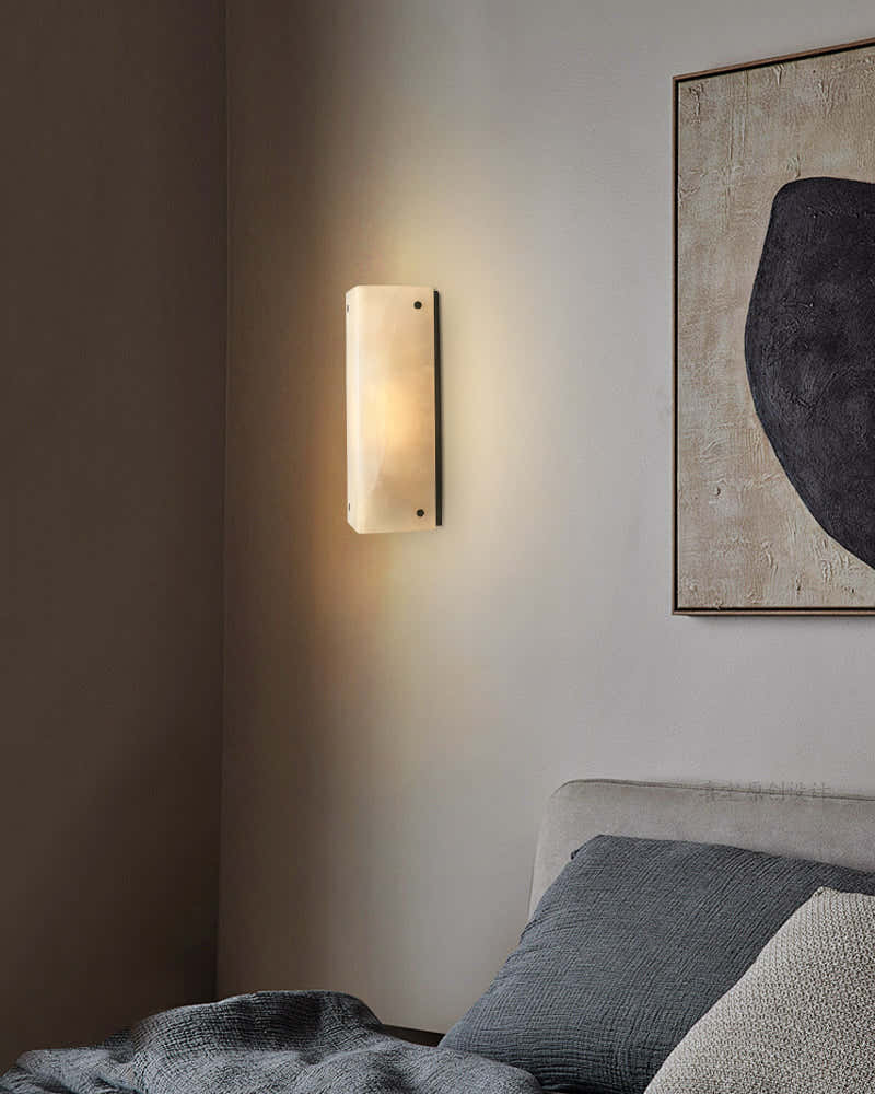 2/4-light Hand craved Alabaster Wall Sconce Light Fixture with Black Hardware