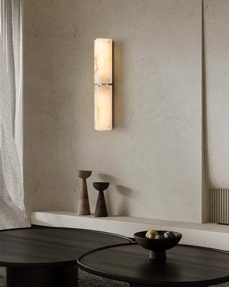 2/4-light Hand craved Alabaster Wall Sconce Light Fixture with Black Hardware