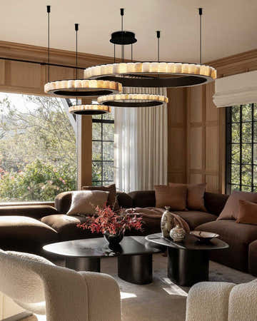 Black/Gold Hardware Multi Ring Alabaster Pendant Lighting ceiling for entrance foyer