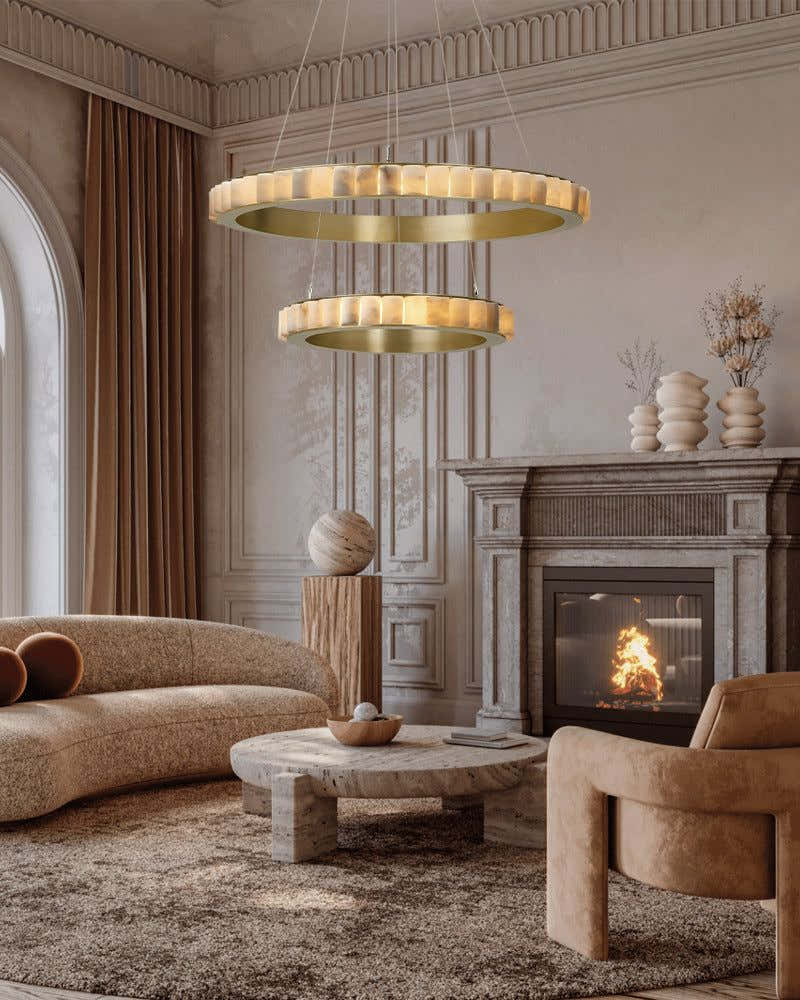 Black/Gold Hardware Multi Ring Alabaster Pendant Lighting ceiling for entrance foyer