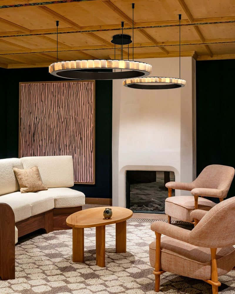 Black/Gold Hardware Multi Ring Alabaster Pendant Lighting ceiling for entrance foyer
