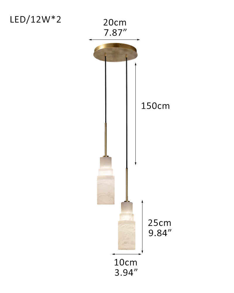 Antique aged Copper Long Hanging Cord Alabaster Pendant Lights over dining table