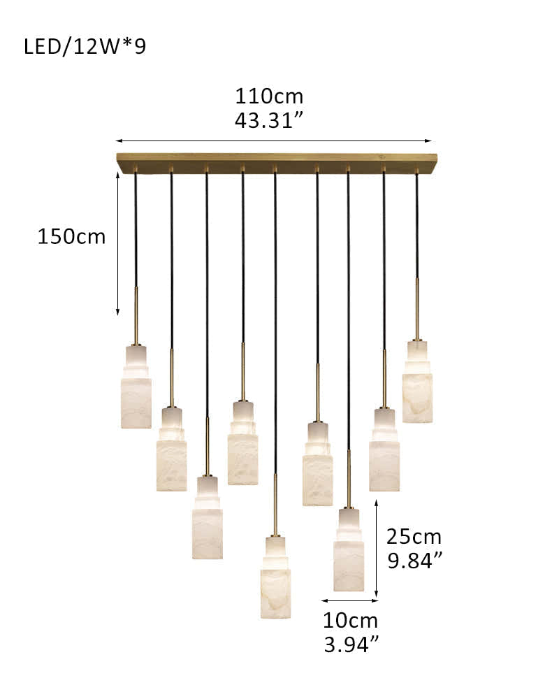 Antique aged Copper Long Hanging Cord Alabaster Pendant Lights over dining table