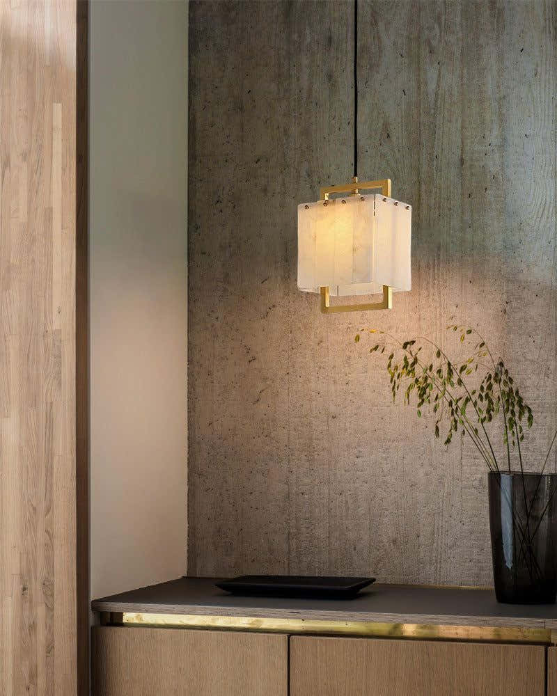 5-Light Rubbed Brass Alabaster Cluster Long Ceiling Pendant lights for dining room