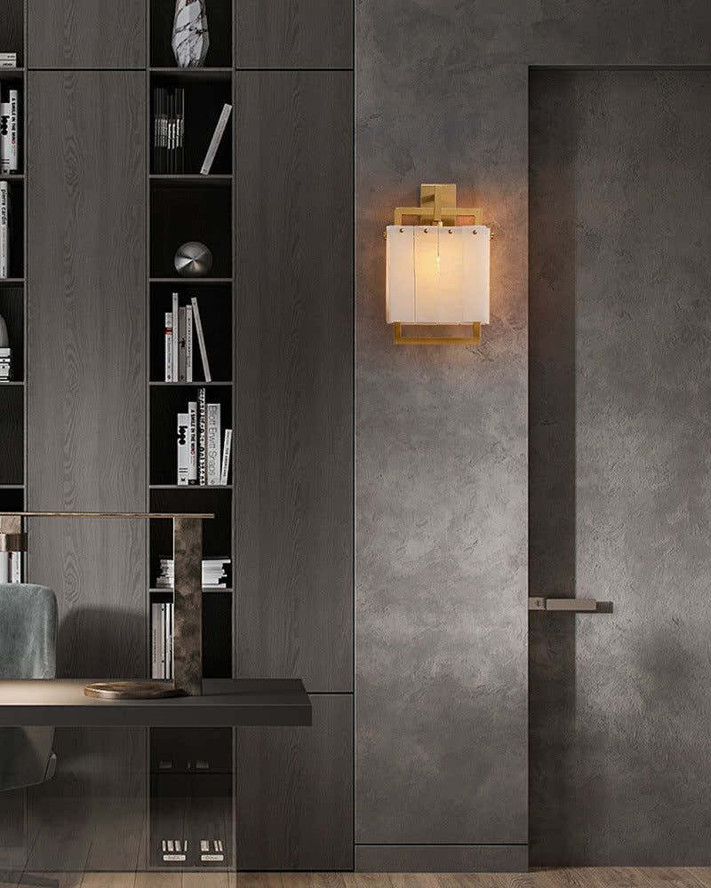 5-Light Rubbed Brass Alabaster Cluster Long Ceiling Pendant lights for dining room