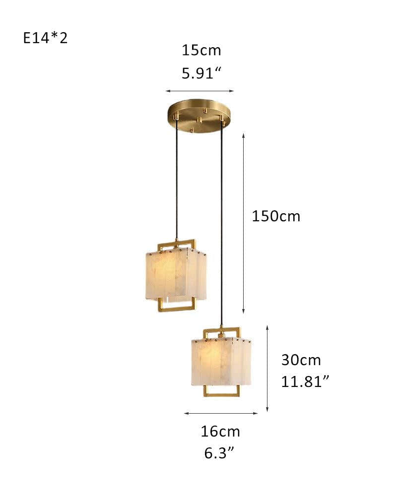 5-Light Rubbed Brass Alabaster Cluster Long Ceiling Pendant lights for dining room
