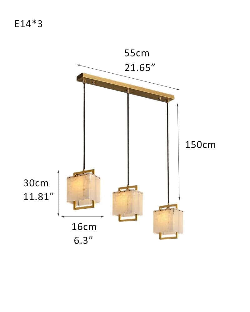 5-Light Rubbed Brass Alabaster Cluster Long Ceiling Pendant lights for dining room