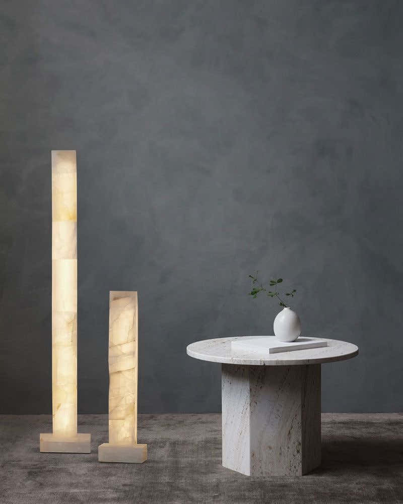 LED Alabaster Square Column Tall Standing Floor Lamp decor for living room, hall