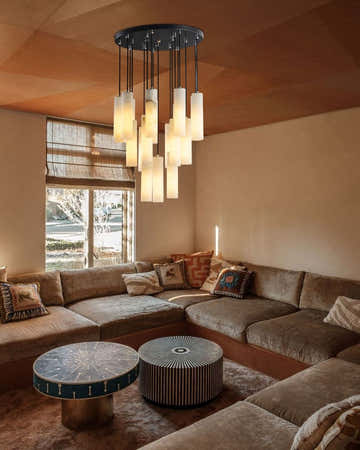 Modern Cluster Dome Ceiling Cylinder Alabaster Pendant Lighting for Living Foyer