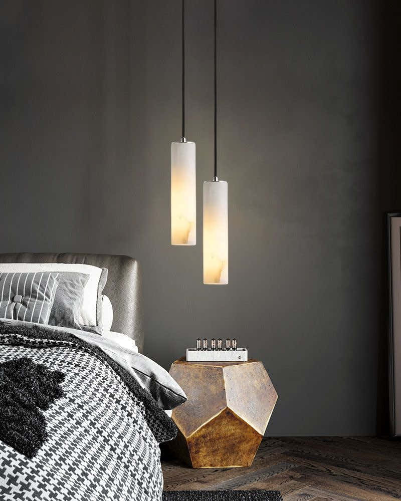 Modern Cluster Dome Ceiling Cylinder Alabaster Pendant Lighting for Living Foyer