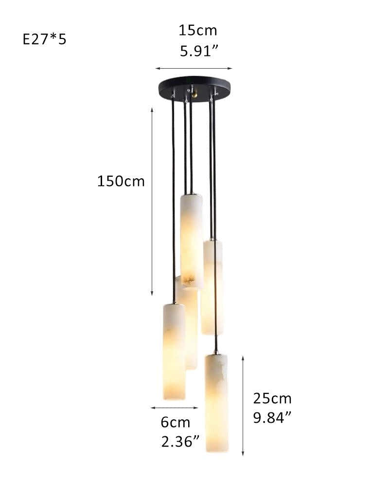 Modern Cluster Dome Ceiling Cylinder Alabaster Pendant Lighting for Living Foyer