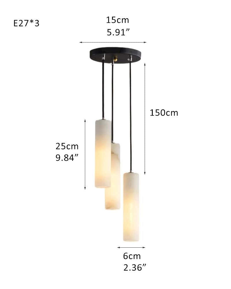 Modern Cluster Dome Ceiling Cylinder Alabaster Pendant Lighting for Living Foyer