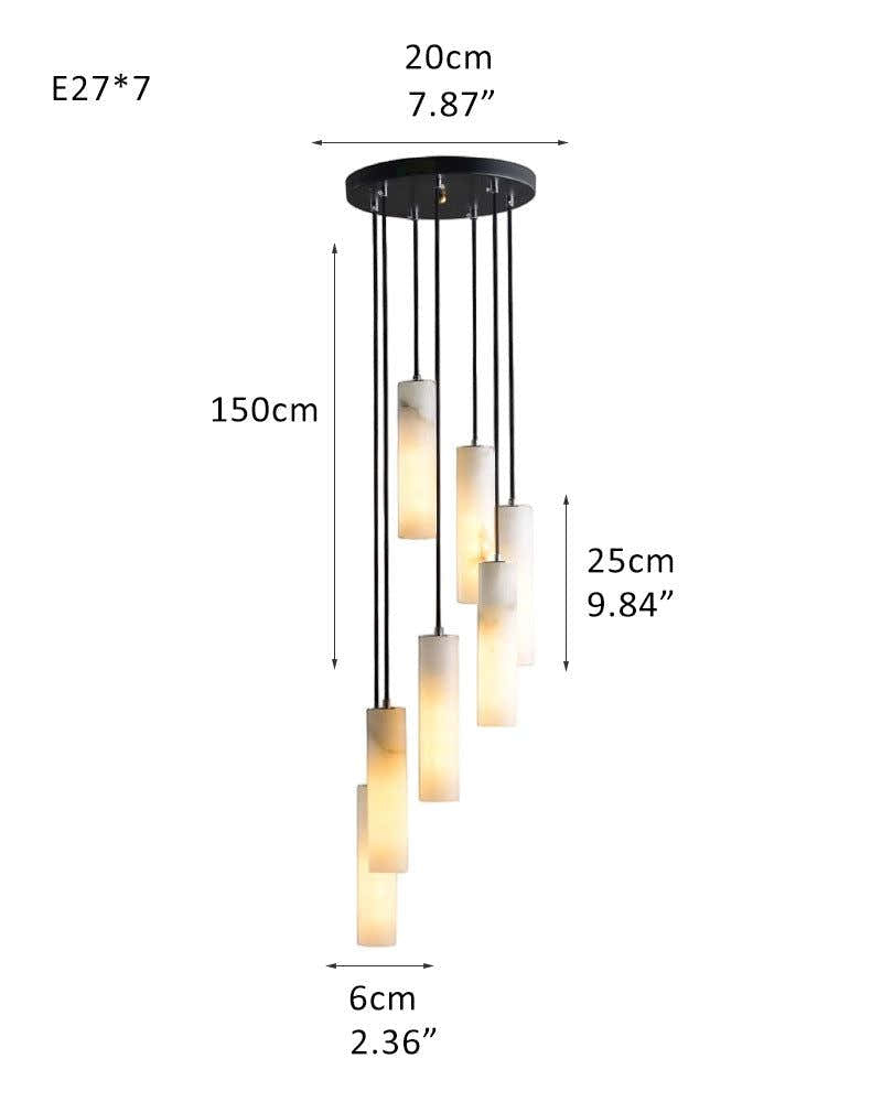 Modern Cluster Dome Ceiling Cylinder Alabaster Pendant Lighting for Living Foyer