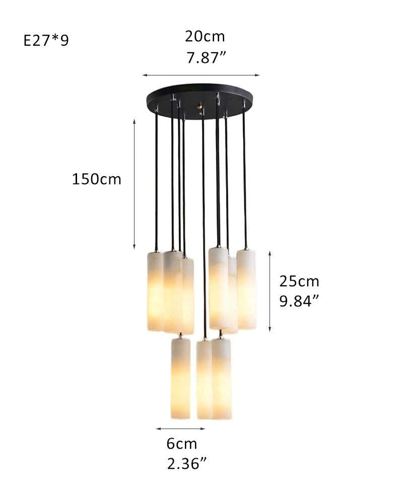 Modern Cluster Dome Ceiling Cylinder Alabaster Pendant Lighting for Living Foyer