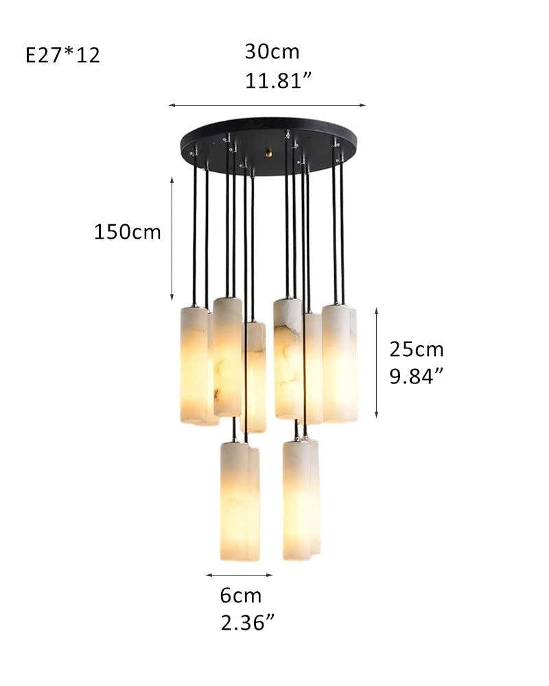 Modern Cluster Dome Ceiling Cylinder Alabaster Pendant Lighting for Living Foyer