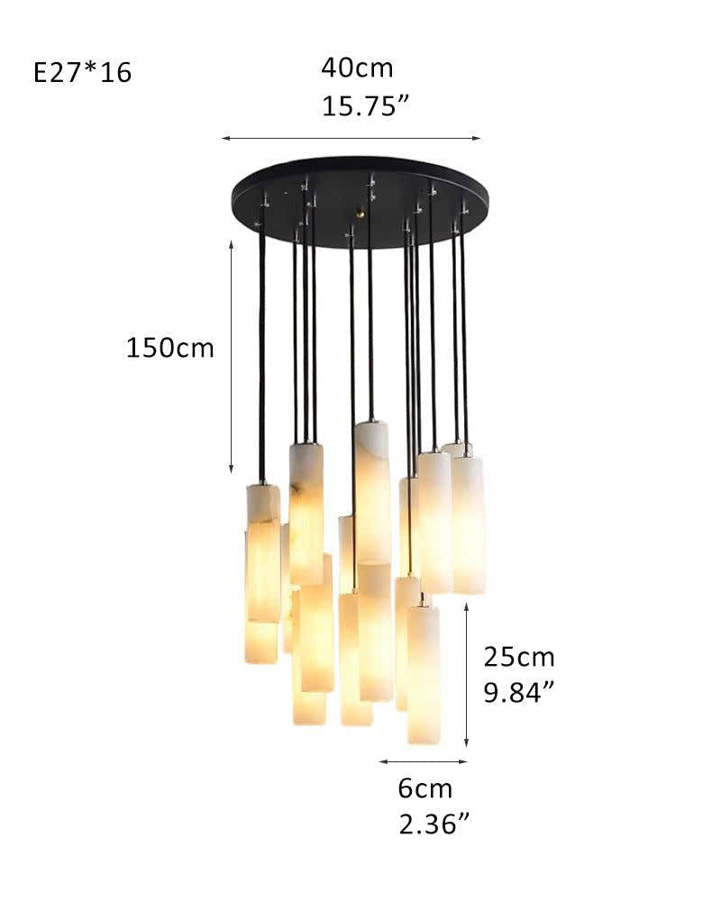 Modern Cluster Dome Ceiling Cylinder Alabaster Pendant Lighting for Living Foyer